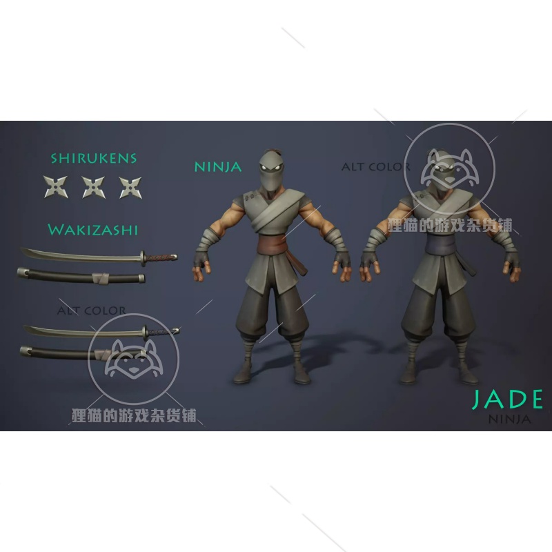 Unity Jade Character Bundle日本武士僧侣人物模型 1.0-图1