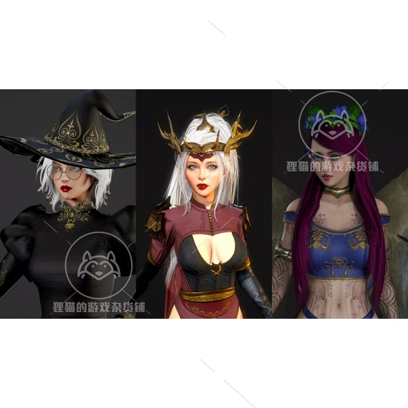 Unity Fantasy Mage Girls 3D Model 巫女精灵女孩模型 包更新1.0 - 图0