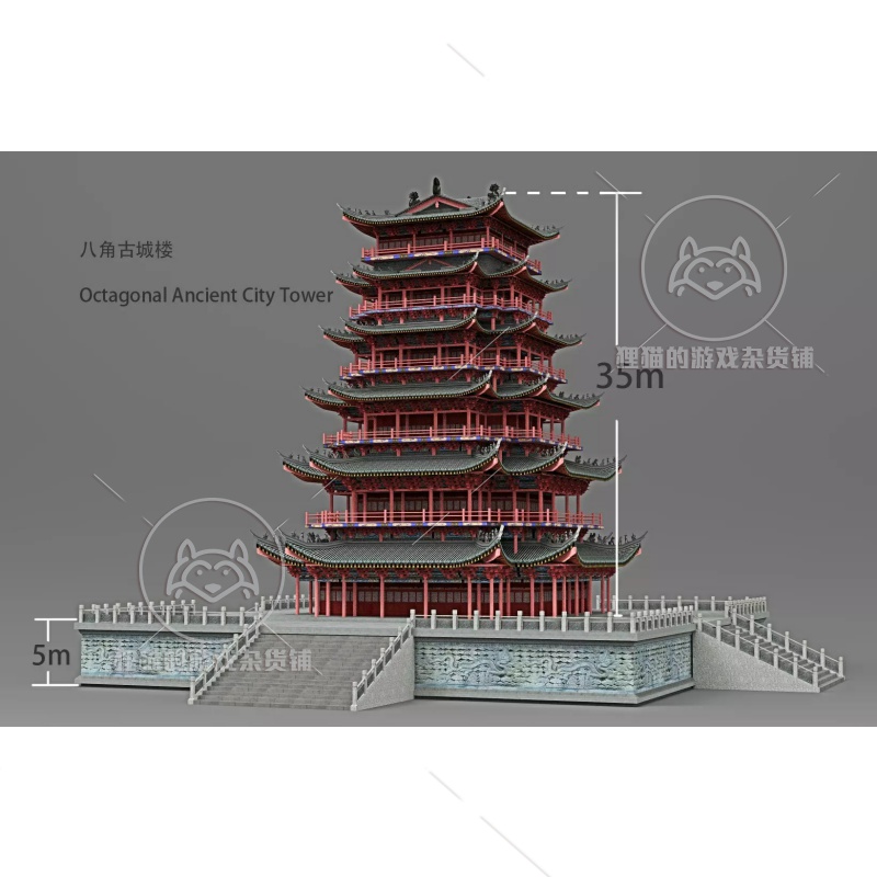 Unity Ancient Asian buildings Pack 中国古代宝塔建筑模型 1.0 - 图1