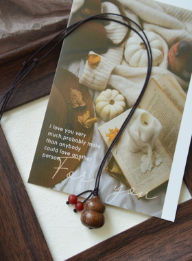 天然檀木小胖葫芦项链