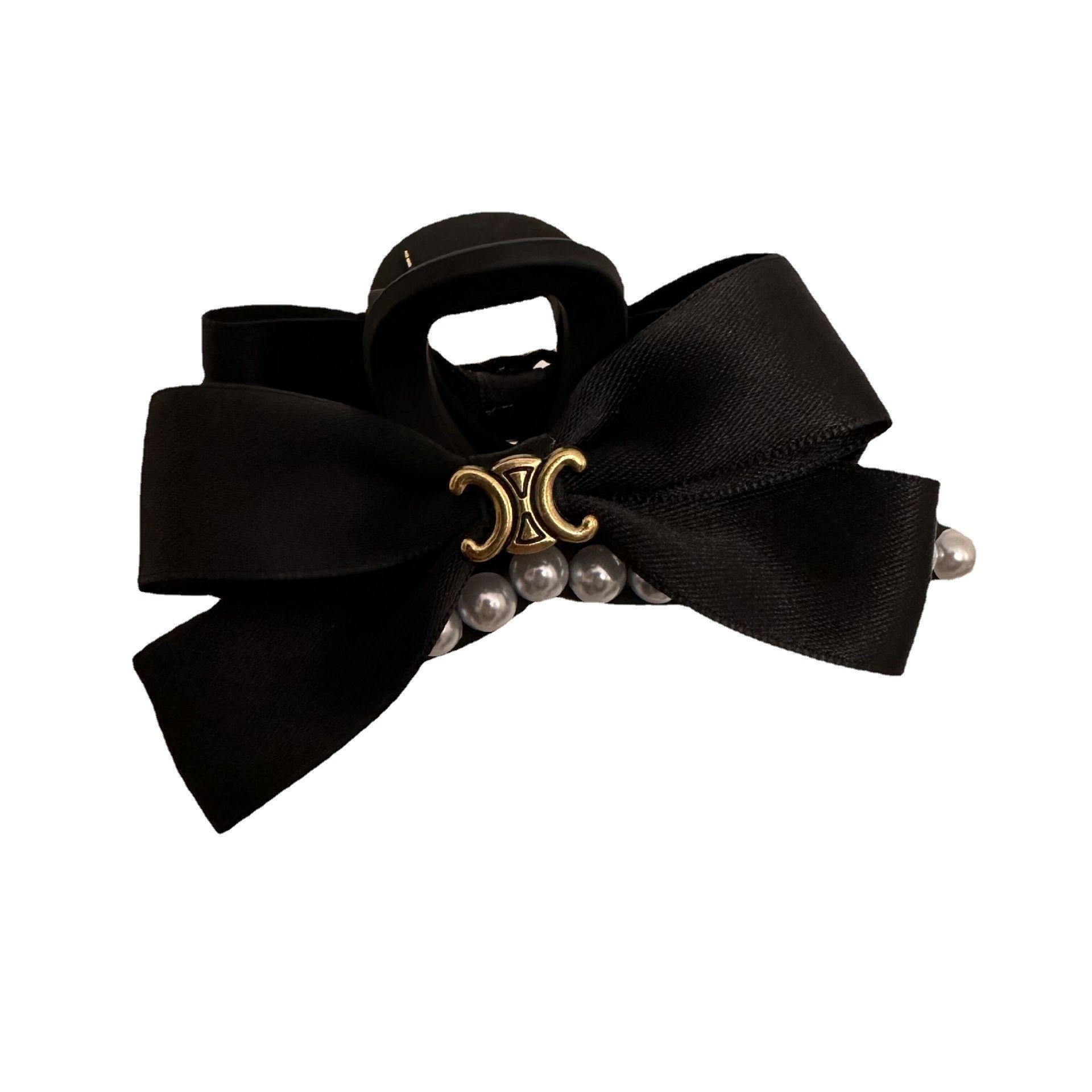 法式气质黑色双面蝴蝶结头饰发卡抓夹大号高级感发夹女后脑勺发饰 - 图3