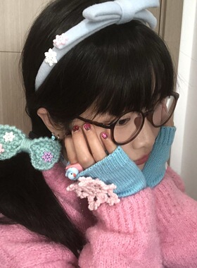 *雪花飘飘*钩织雪花蝴蝶结发夹少女心甜美钩针造型发卡毛线头饰