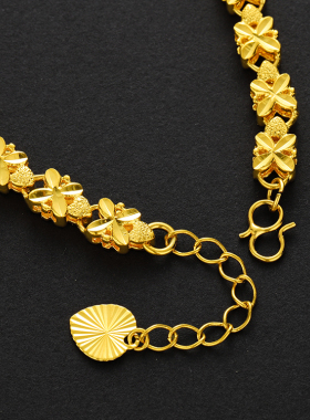 久不掉色仿真古风四叶草沙金手链