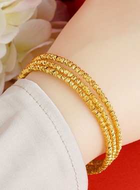 轻奢镀24K仿真黄金色爆闪手镯女