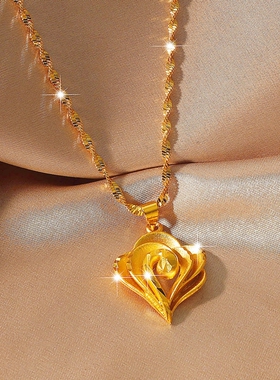 沙金海洋之心吊坠项链女款高级感