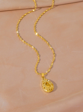轻奢镀24k镂空水滴吊坠项链女款