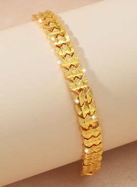 镀24k黄金色麦穗四叶草女款手链