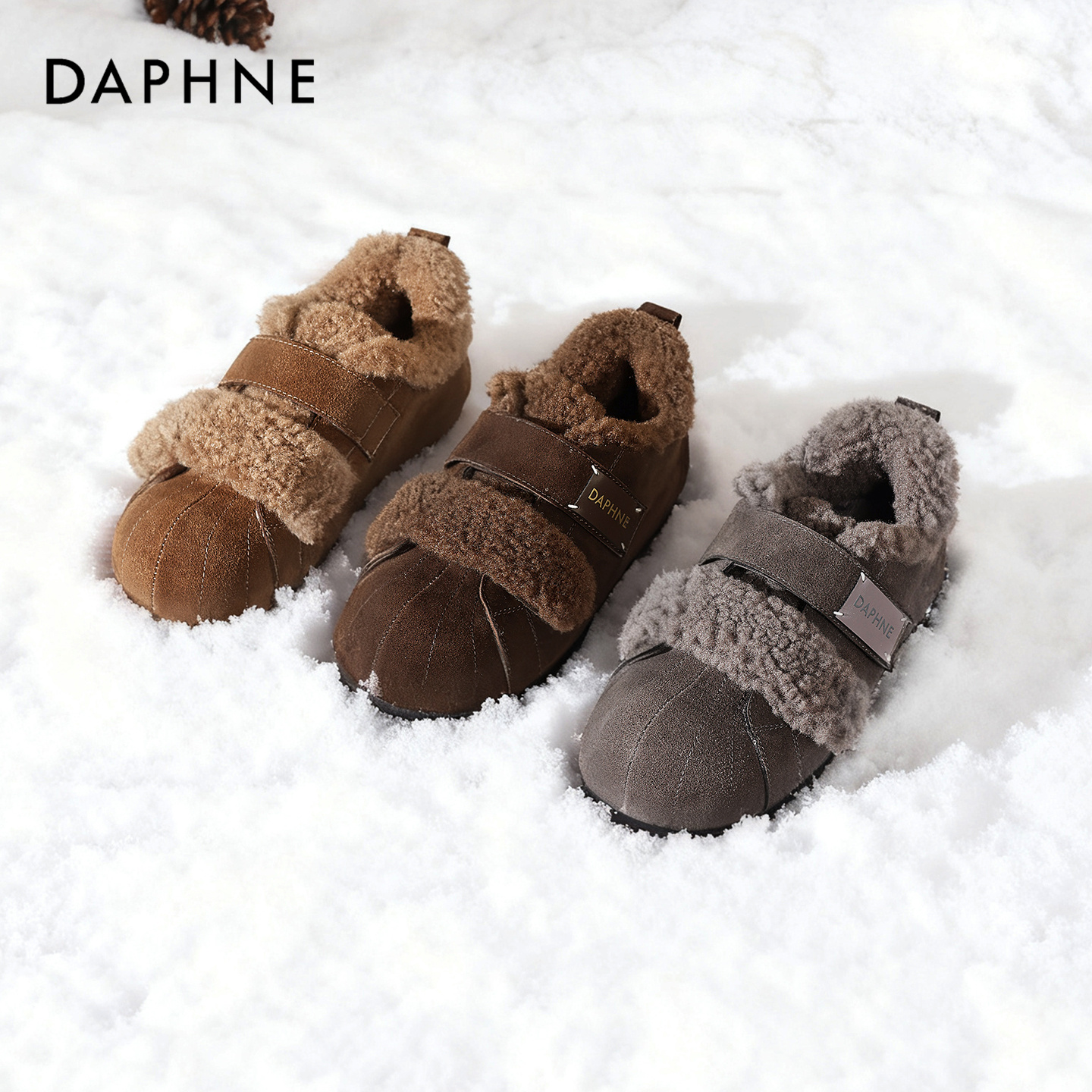 达芙妮厚底内增高雪地靴女款2025冬季新款百搭加绒棉鞋德训勃肯鞋 - 图2