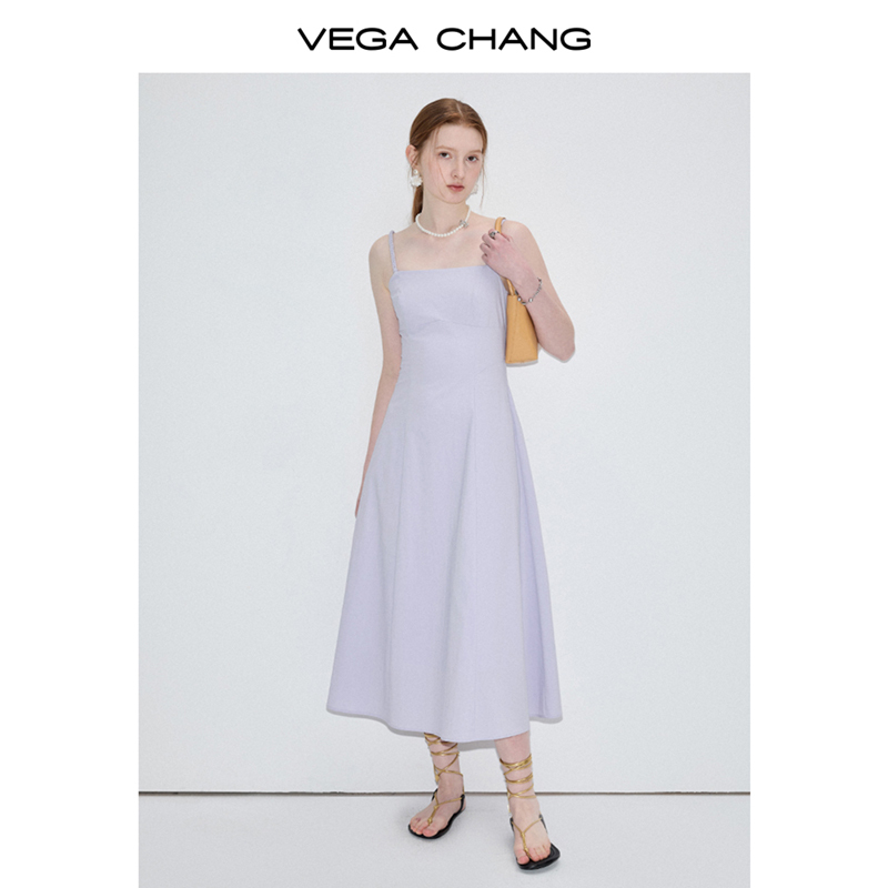 VEGA CHANG连衣裙女2024年夏季新款优雅气质高级感吊带裙+针织衫