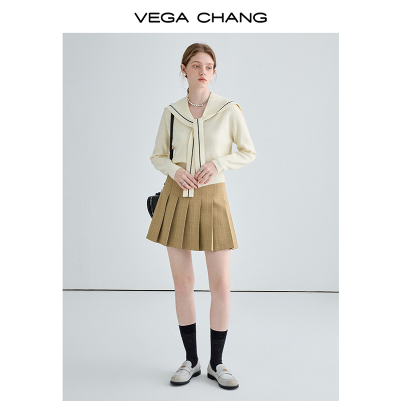 VEGACHANG长袖针织衫女小香风披肩开衫上衣