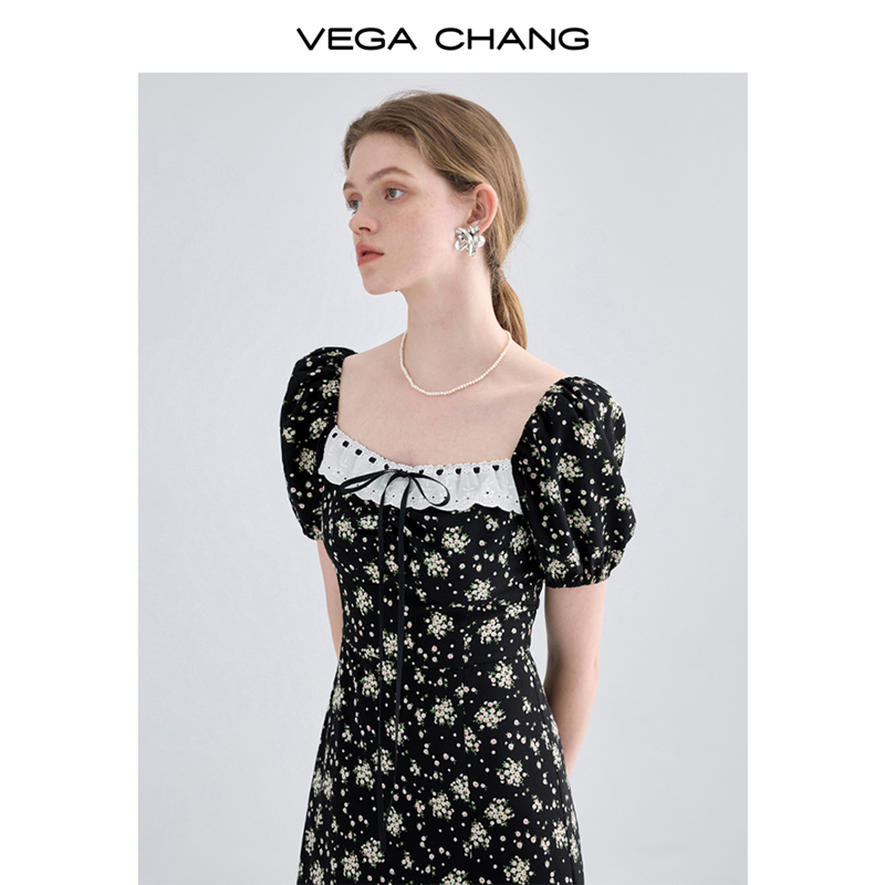 VEGA CHANG南法度假风连衣裙连衣裙夏新款女装法式碎花小雏菊裙子 - 图2