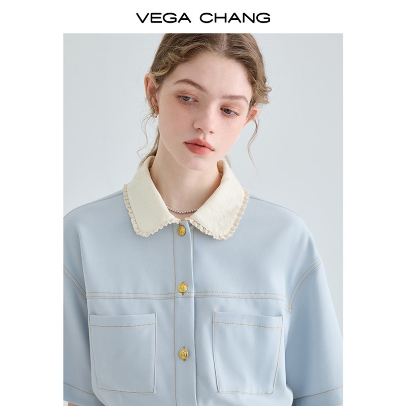 【晁然专属】VEGA CHANG黑色连体裤女夏2024年新款娃娃领连衣裙 - 图2