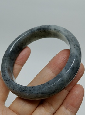 21年老店天然和田玉墨玉（青花）手镯59mm圈口有证书编号5960