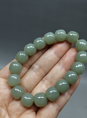 21年老店天然和田玉手串12mm老型珠手链编号110