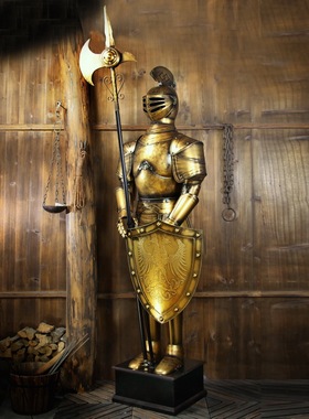 厂家直销复古欧式工艺装饰品 中世纪盔甲骑士 手工铁艺武士雕塑