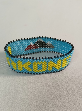 手工编织成品蓝色箱根山脉手环亚洲马拉松运动跑友