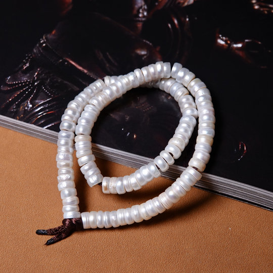 About 7.5mm pastoral area straight-cut hand-polished old pearl plain string play pure hand DIY rosary bracelet portable accessories