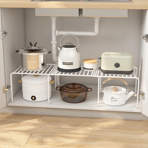 Kitchen down-sink pan with shelf integral cabinet Lower-layered countertop Retractable Partition Cabinet Inner Pan Shelf Shelving Shelf