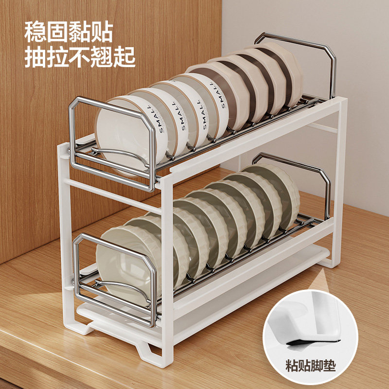 不锈钢碗盘架橱柜内抽拉收纳架抽屉式拉篮家用厨房碗碟沥水置物架,淘宝优惠券,粉丝福利购,淘宝优惠卷