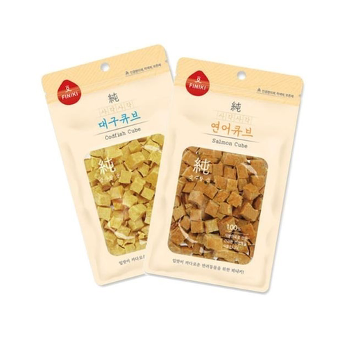 出口韩国狗狗零食Finiki宠物食品纯鳕鱼三文鱼切丁小型犬训狗奖励 - 图3