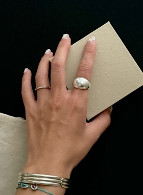 S925纯银ins风小众磨砂面戒指