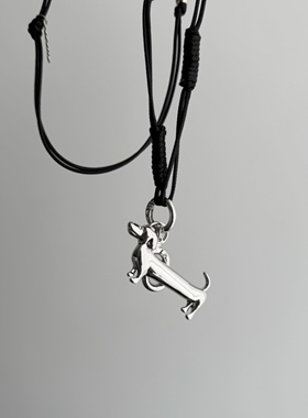 SAMPAN腊肠小狗项链黑绳手机链