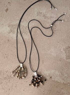 小众设计天然石串流苏长款项链