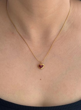 不掉色SAMPAN红心钛钢锁骨链