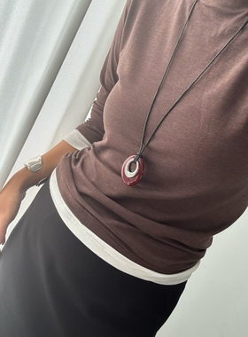 SAMPAN小众设计复古椭圆吊坠项链