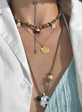 SAMPAN小众设计感山丘图腾小象项链女高级感简约时尚动物毛衣链