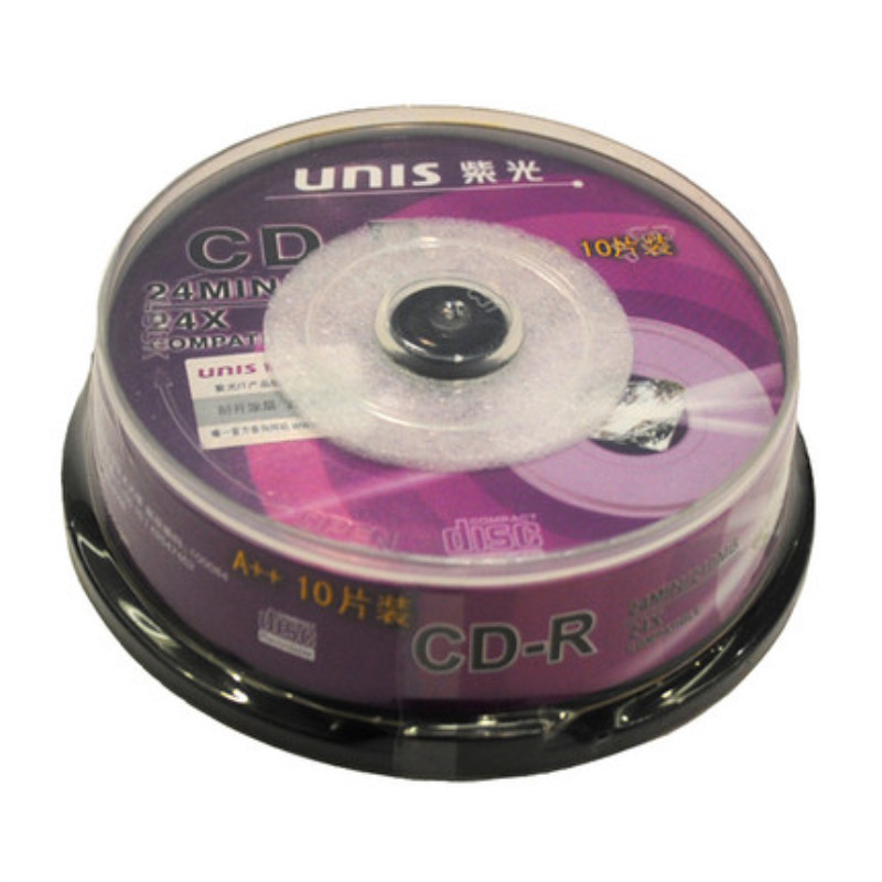 UNIS清华紫光3寸小CD-R光盘24Xmini8厘米210m cd空白碟片10片盒装 - 图0