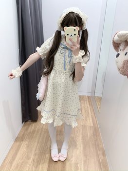 ຕົ້ນສະບັບ summer ຫວານ doll collar floral dress ສໍາລັບແມ່ຍິງບໍລິສຸດ lust ແບບ slim Princess dress puff sleeve dress ສໍາລັບແມ່ຍິງ