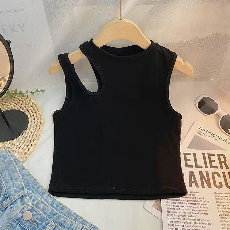 女童吊带夏季个性露肩背心T恤宝宝中大童修身洋气小女孩纯棉上衣,淘宝优惠券,粉丝福利购,淘宝优惠卷