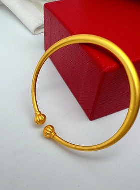 正品越南沙金手镯子女款首饰仿真泰国金黄色合金活口手环久不掉色