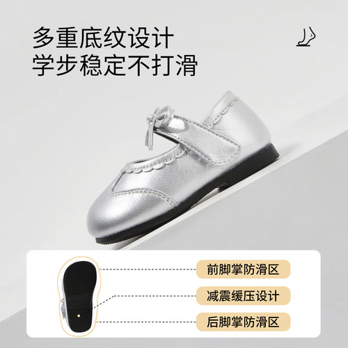 春夏新款稳步鞋子1一3岁宝宝软底室内鞋纯色小皮鞋女童时尚公主鞋 - 图2
