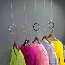 Steel Wire Rings Clothing Dot Golden Show Rack Hanger Upper Wall Shelf Shop Furnishing Shelves Hang Clothes Hangers