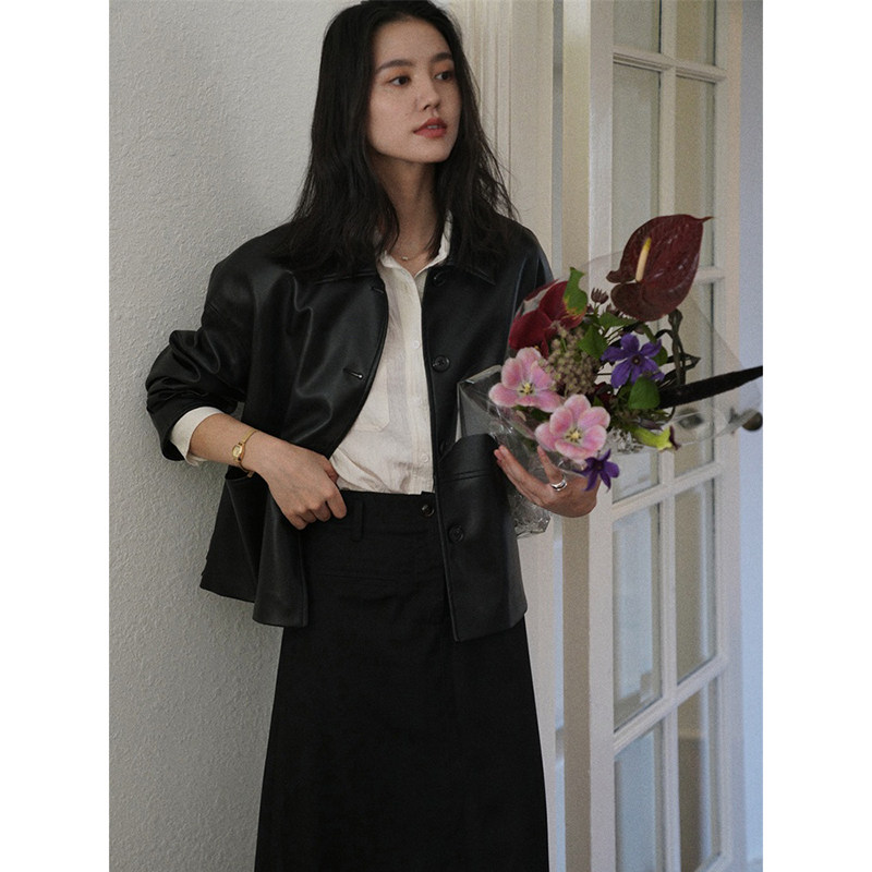 jicouture“摩登年代”法式短款皮衣秋季新款高级复古休闲外套女,淘宝优惠券,粉丝福利购,淘宝优惠卷