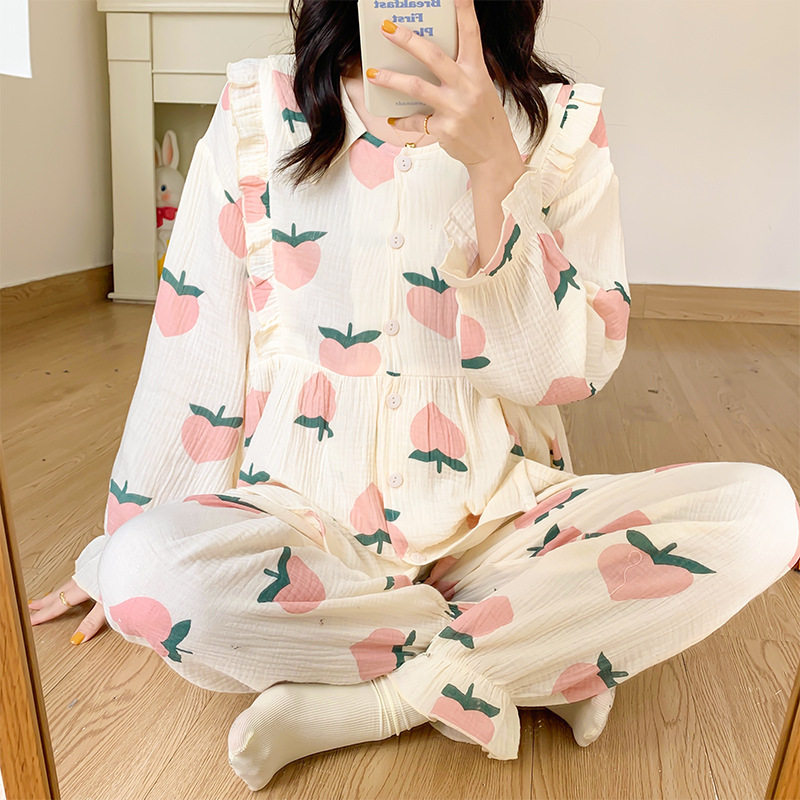 夏季产后纯棉纱怀孕期睡衣月子服 诺初宠爱家居服套装