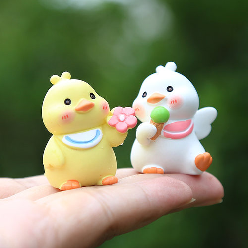 潮玩动物害羞鸭子树脂公仔盲盒可爱呆萌情侣小鸭桌面车载装饰摆件 - 图2