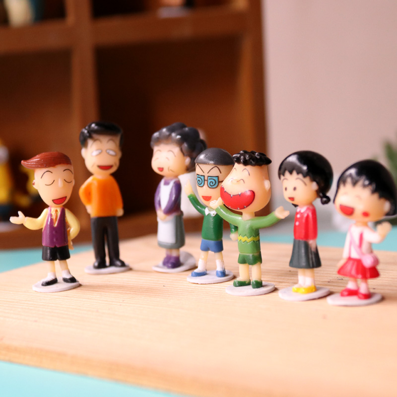 新品迷你樱桃小丸子花轮全家福手办公仔玩具摆件景观多肉盆栽装饰 - 图2