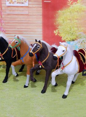 仿真马皮毛模型动物毛绒公仔玩偶