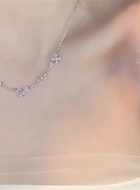 气质小众设计蝴蝶锆石项链颈链女