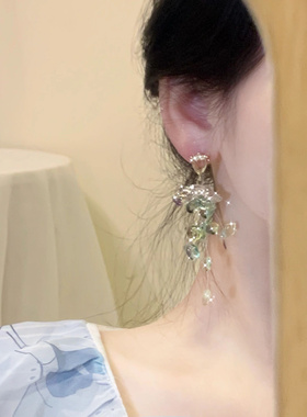 清新甜美小众森系女花朵耳环流苏