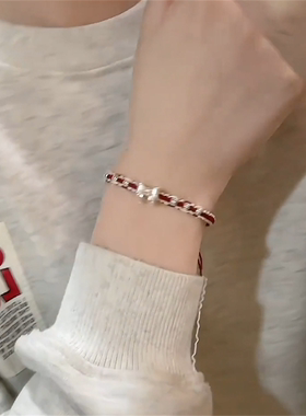 小众高级感蝴蝶结编织红绳手链