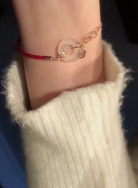 古风高级感平安扣玉石手链本命年