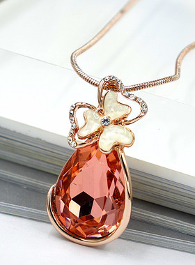 璀璨水滴短款配饰吊坠锁骨链