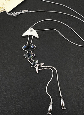 鱼骨流苏长款原宿风大气毛衣链