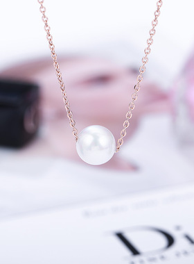 简约玫瑰金珍珠项链43