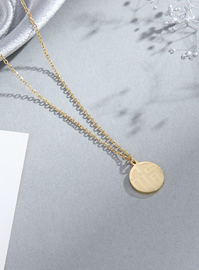 钛钢福字k金锁骨链125