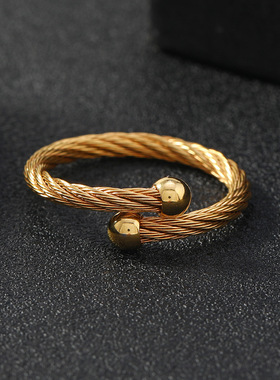 欧美简约不锈钢缆线戒指
